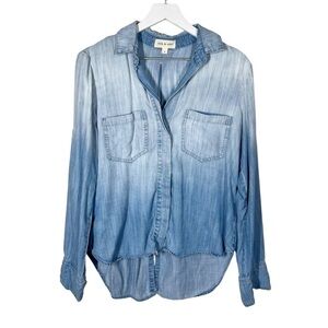 Cloth & Stone Womens Chambray Blue Buttondown Shirt Tencel Size Small